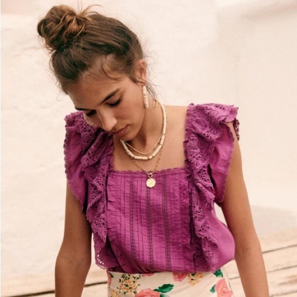 Sezane Tops - Sezane Lexy Blouse, orchid, size 2